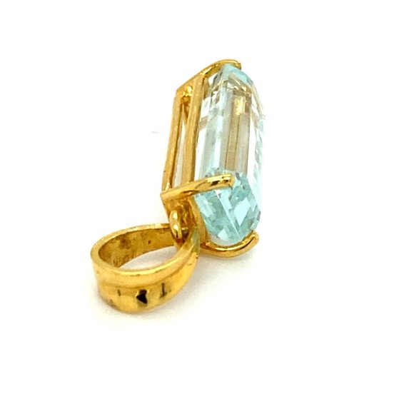 Aquamarine 6.51ct Solid 18K Yellow Gold Pendant - Picture 4 of 8
